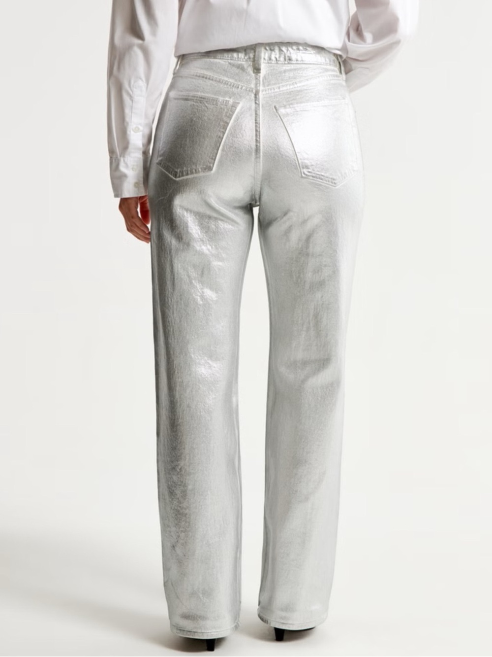 NWT β’ A&F Silver Metallic Jeans - Picture 8 of 12